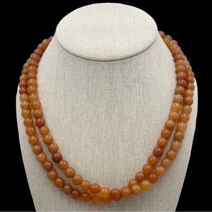 Jay King Apricot Carnelian Stone DTR Mine Finds 2 Row Sterling Silver Necklace